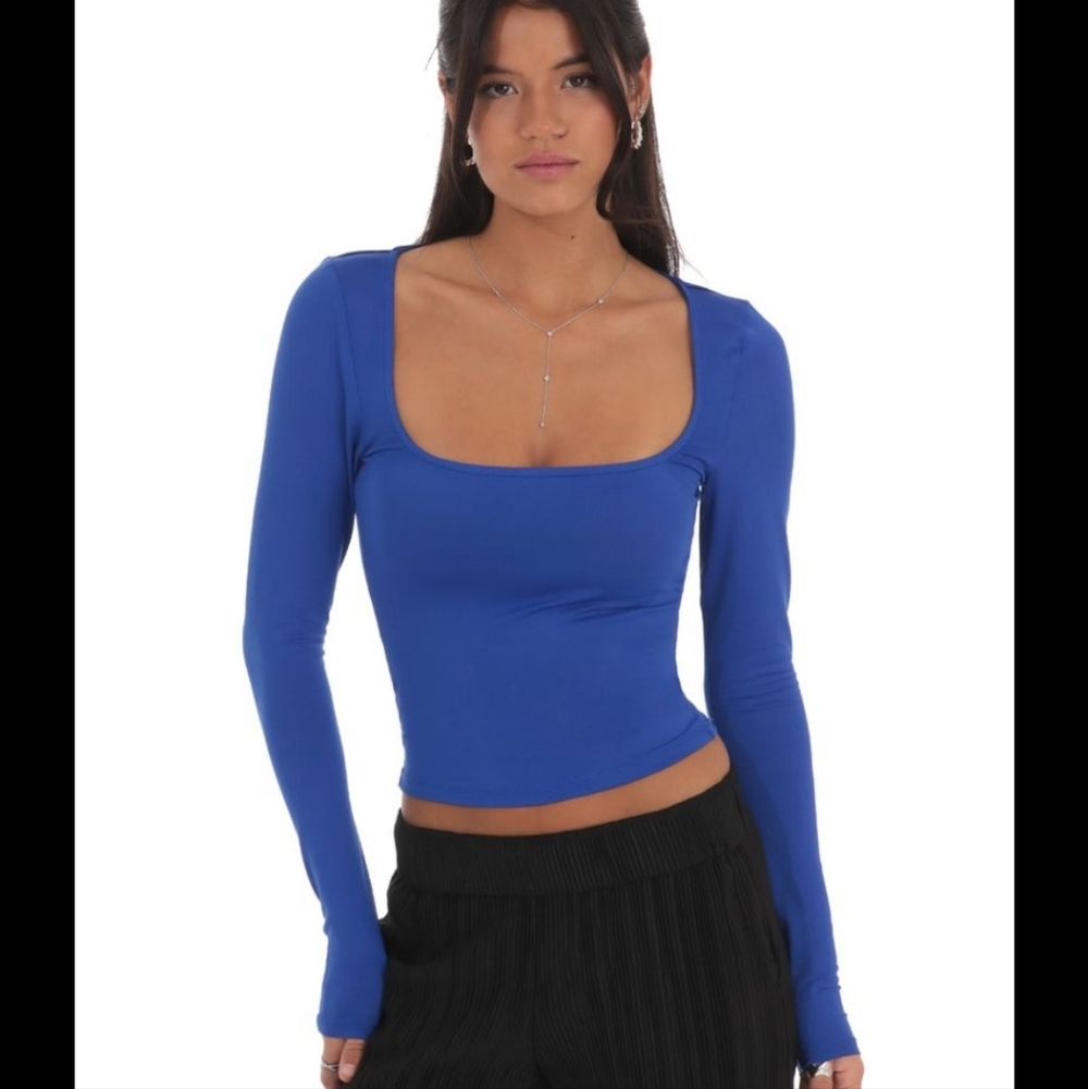 H&M Royal Blue Long Sleeve Crop Top